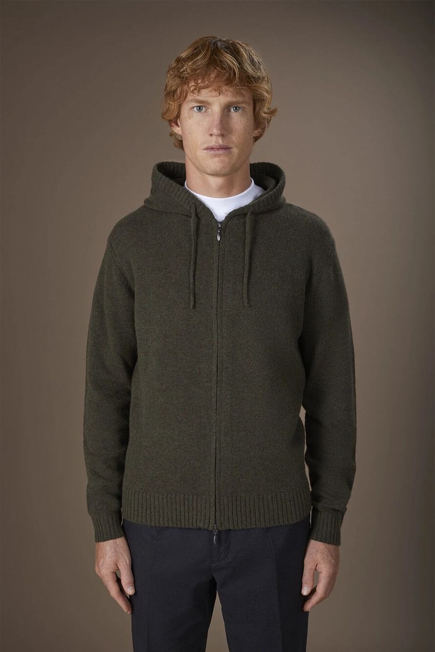 NWT Doppelganger Men Medium military green lambswool blend knitted zip hoodie
